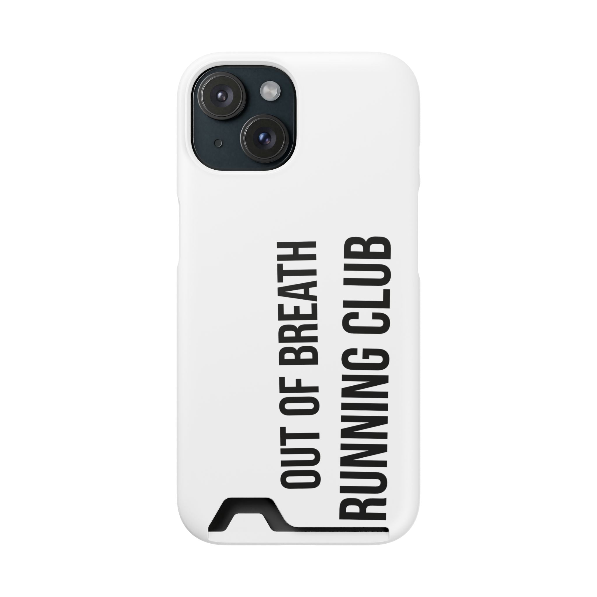 Phone Case with Card Holder — "Out of Breath Running Club" Minimalist Running Phone Wallet
