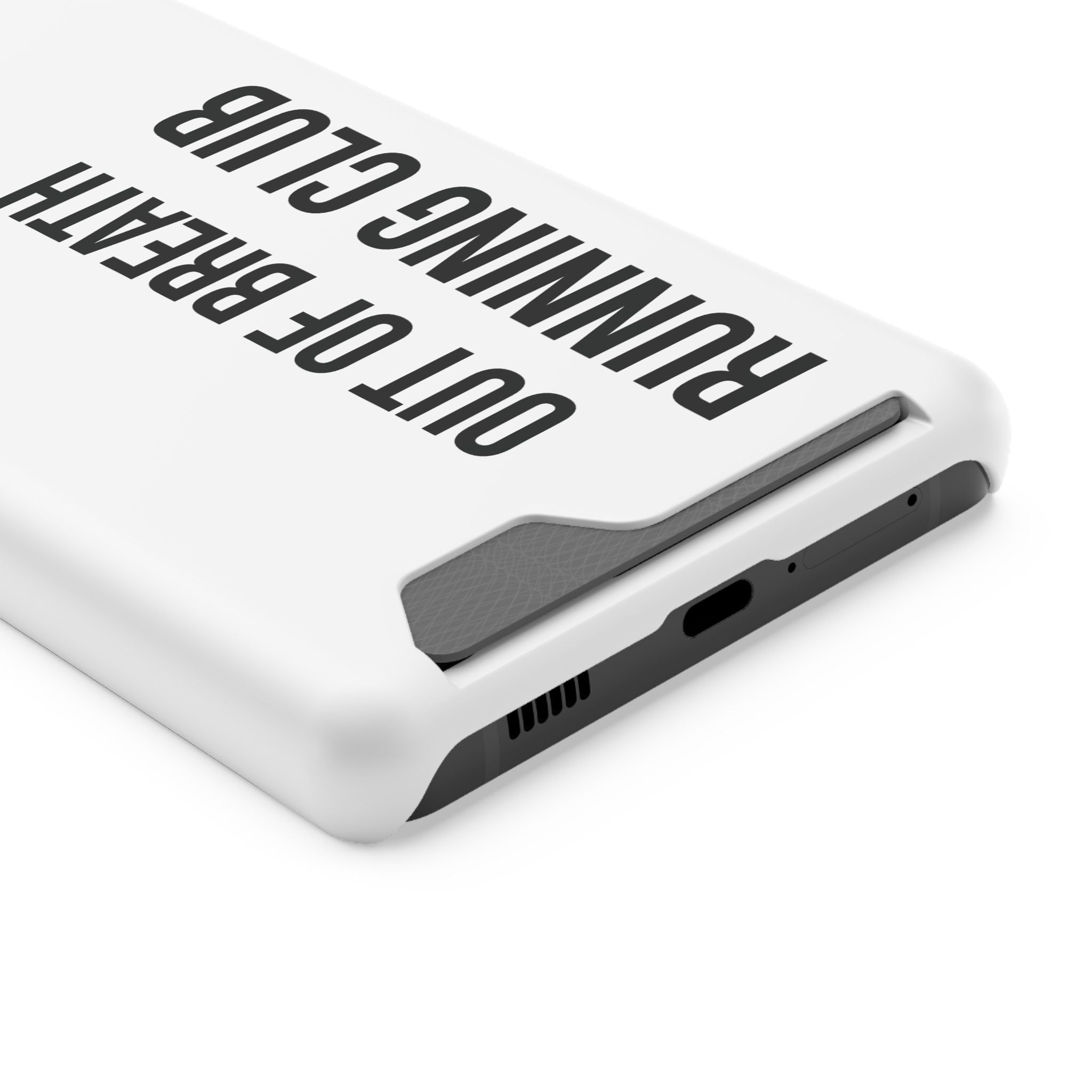 Phone Case with Card Holder — "Out of Breath Running Club" Minimalist Running Phone Wallet