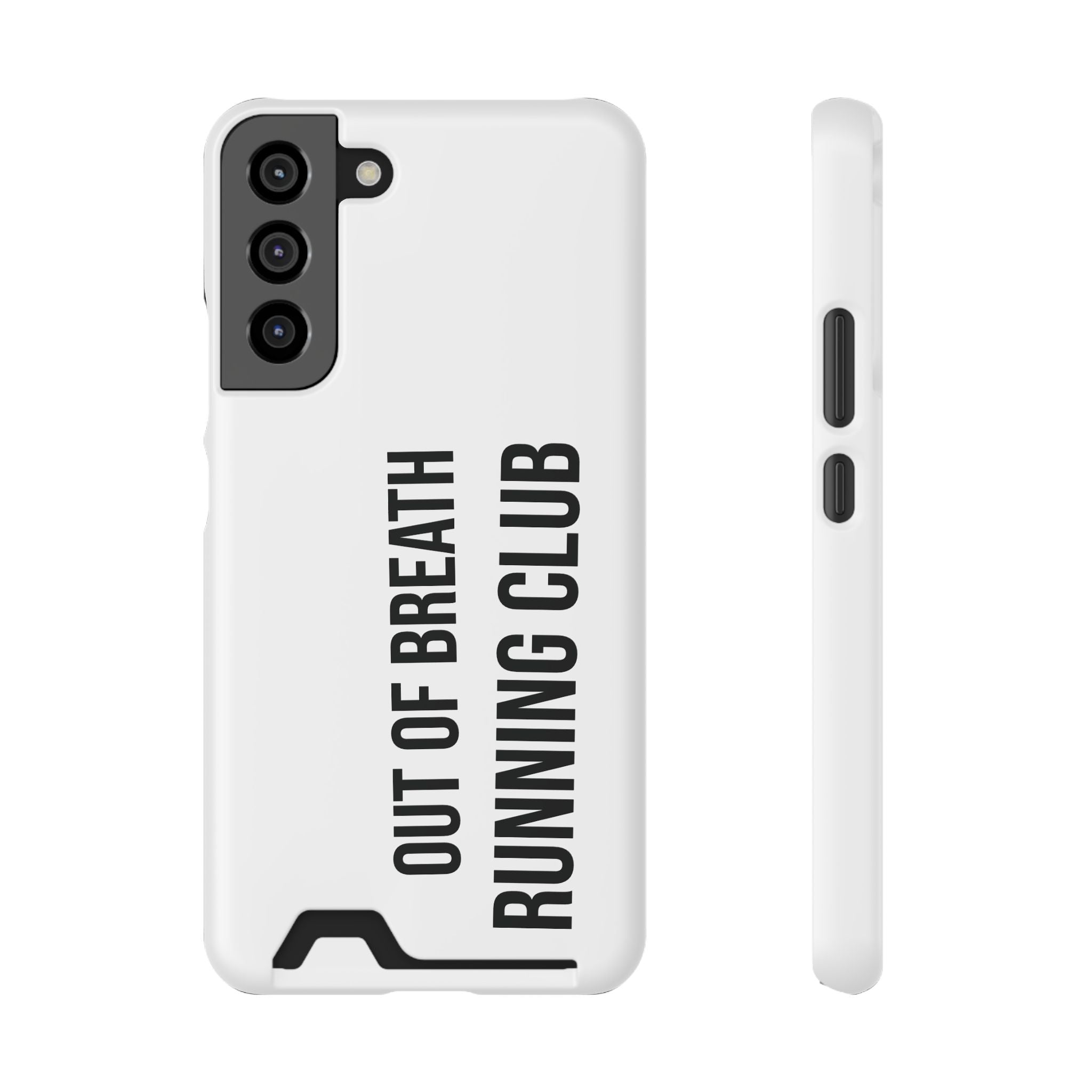 Phone Case with Card Holder — "Out of Breath Running Club" Minimalist Running Phone Wallet