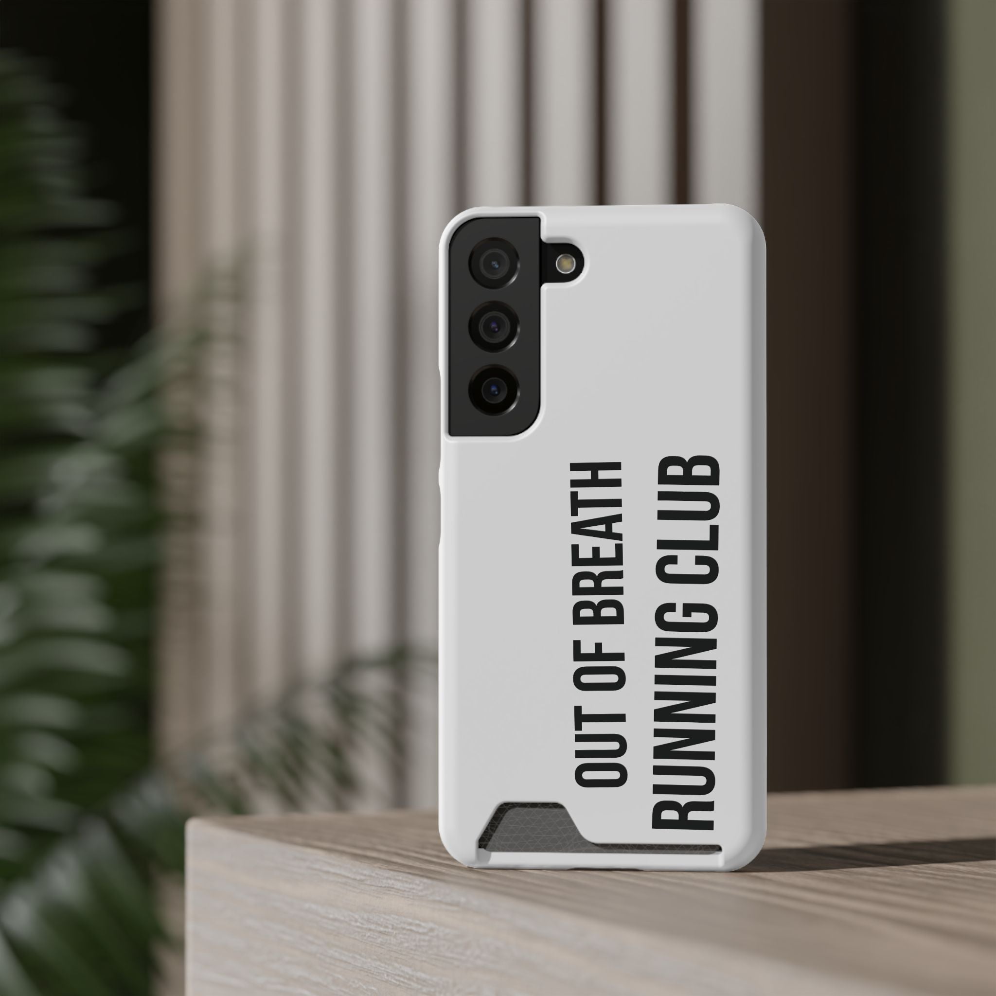 Phone Case with Card Holder — "Out of Breath Running Club" Minimalist Running Phone Wallet