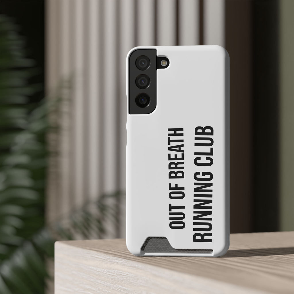 Phone Case with Card Holder — "Out of Breath Running Club" Minimalist Running Phone Wallet