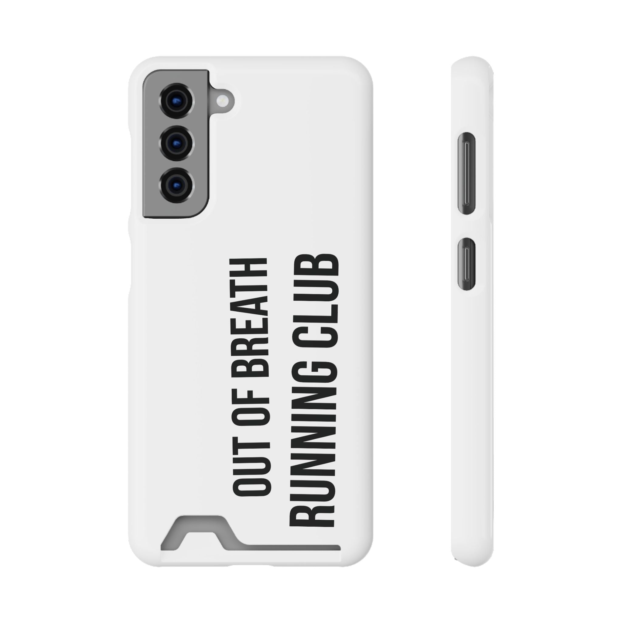 Phone Case with Card Holder — "Out of Breath Running Club" Minimalist Running Phone Wallet