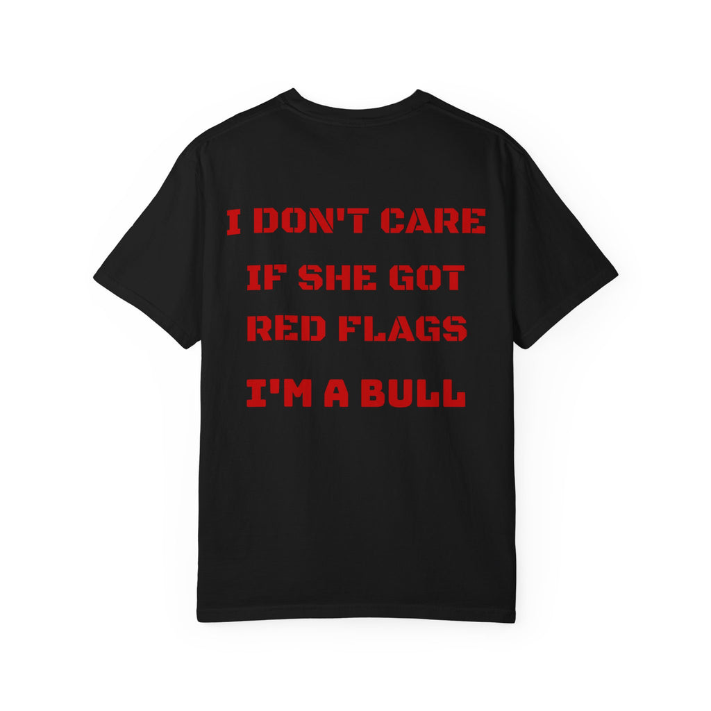 Graphic T-Shirt — "I Don't Care If She Got Red Flags I'm a Bull" Back Print