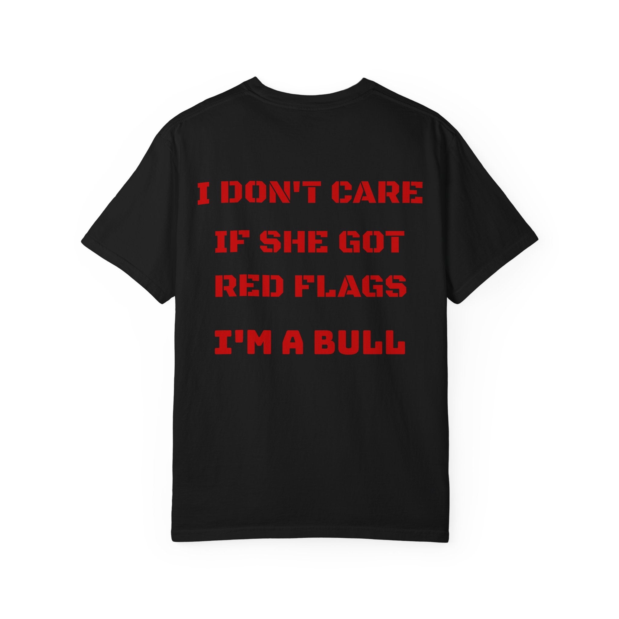 Graphic T-Shirt — "I Don't Care If She Got Red Flags I'm a Bull" Back Print