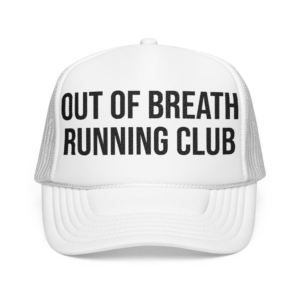 Out of Breath Running Club Foam Trucker Hat — Funny Runner Cap