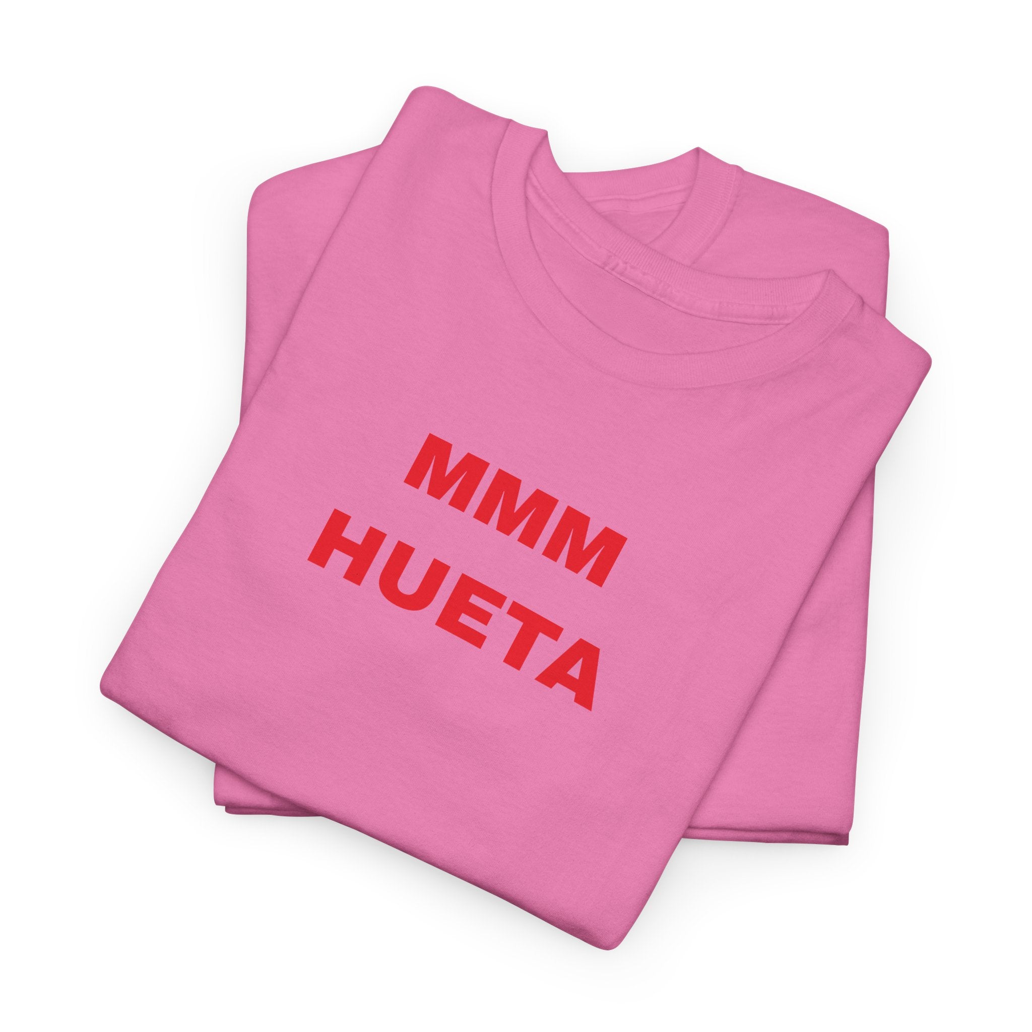 Graphic Tee — "MMM HUETA" Pink Minimalist Shirt