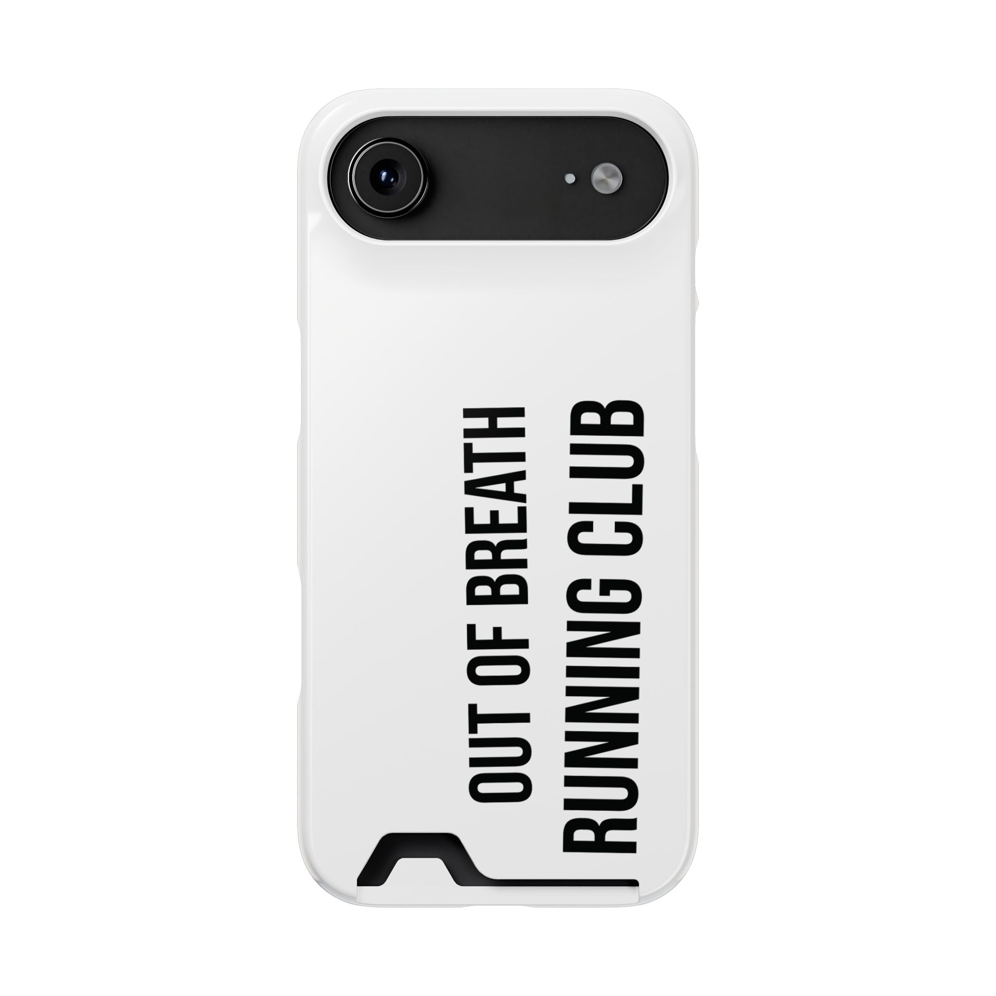 Phone Case with Card Holder — "Out of Breath Running Club" Minimalist Running Phone Wallet