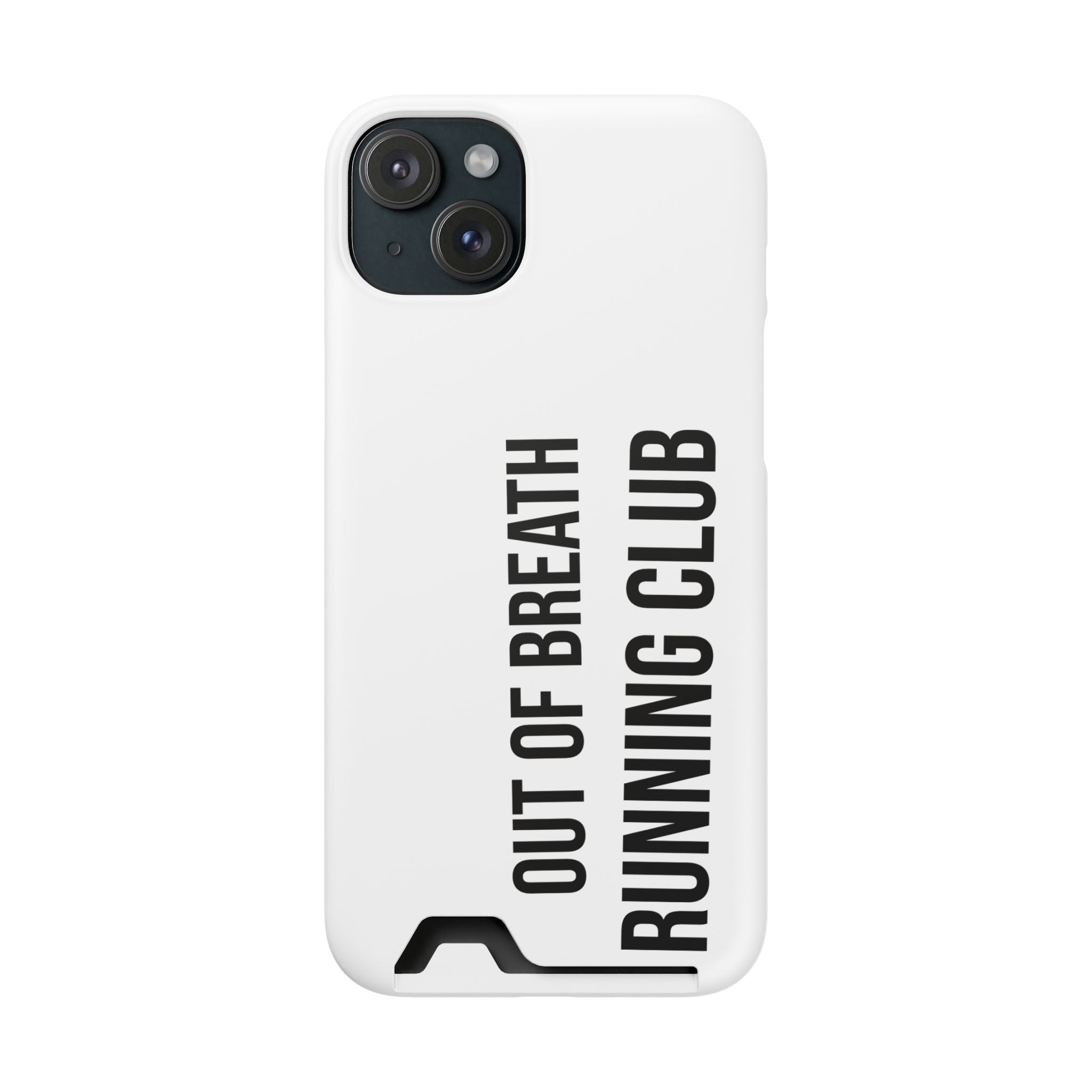 Phone Case with Card Holder — "Out of Breath Running Club" Minimalist Running Phone Wallet