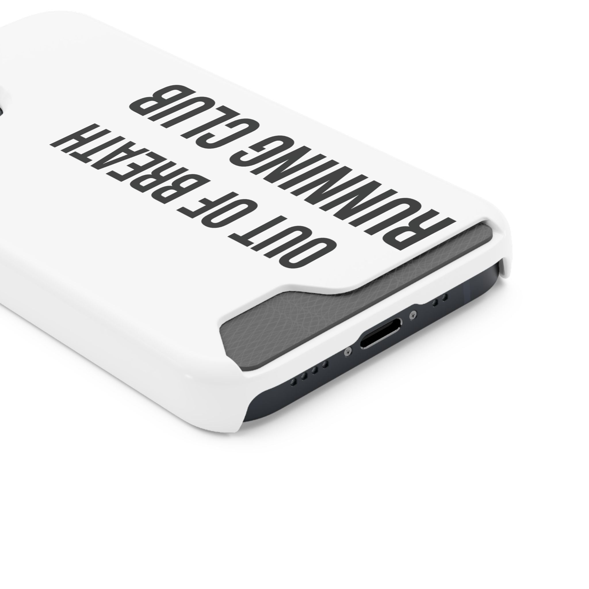 Phone Case with Card Holder — "Out of Breath Running Club" Minimalist Running Phone Wallet