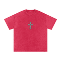 Snow Washed Oversized Cotton T-Shirt Cross