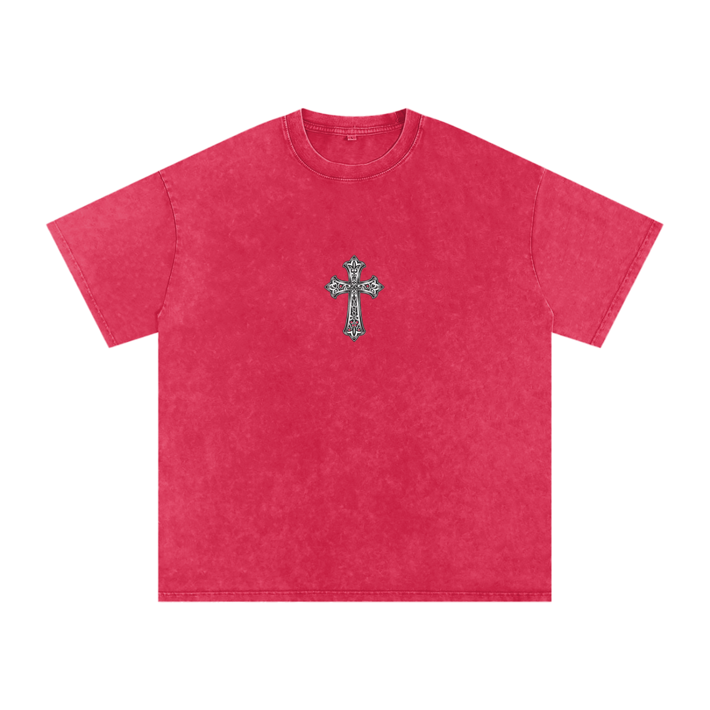 Snow Washed Oversized Cotton T-Shirt Cross