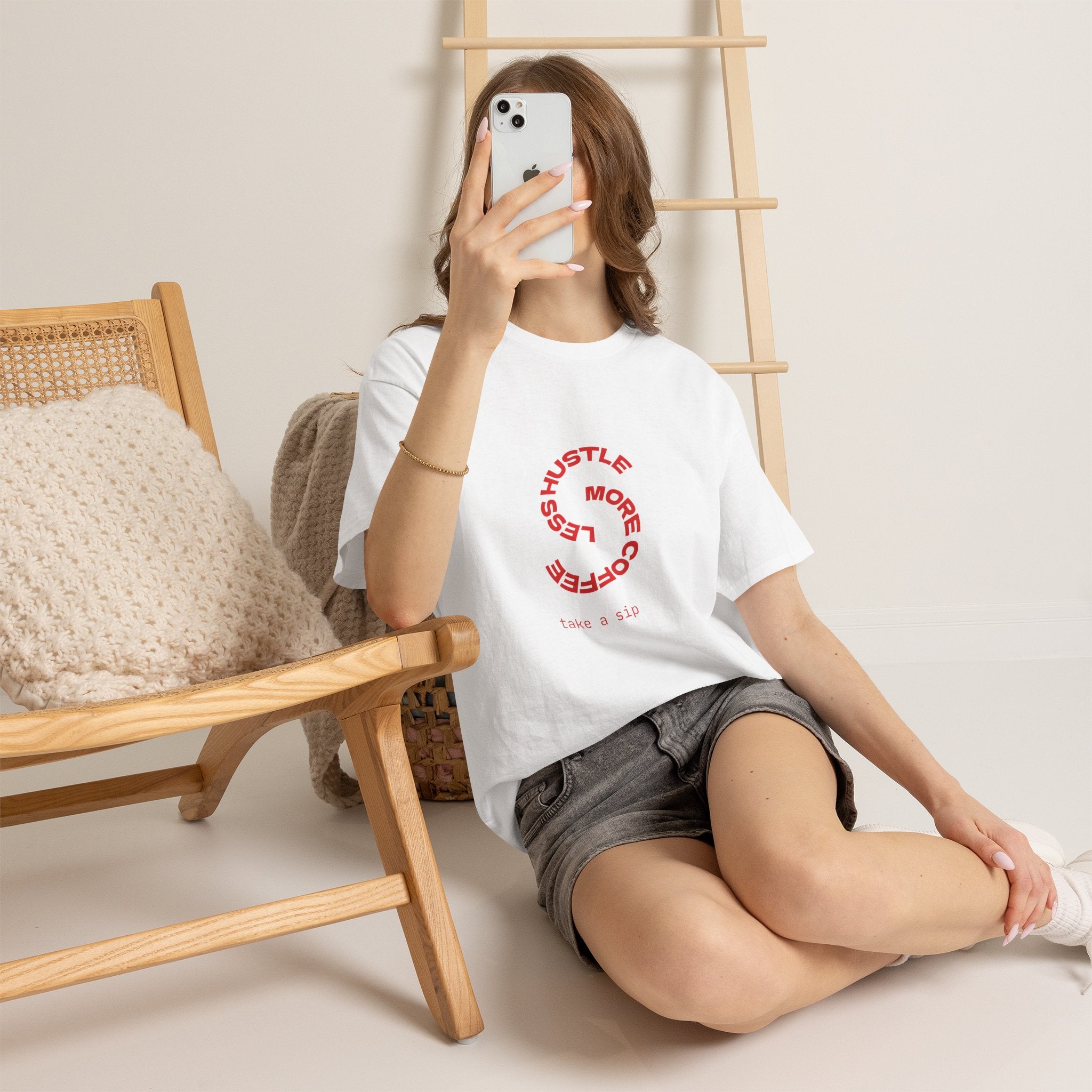 Hustle More, Coffee Less Tee — 'Take a Sip' Minimal Motivational T-Shirt
