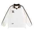 White Contrast Striped Lapel Collar Sweatshirt