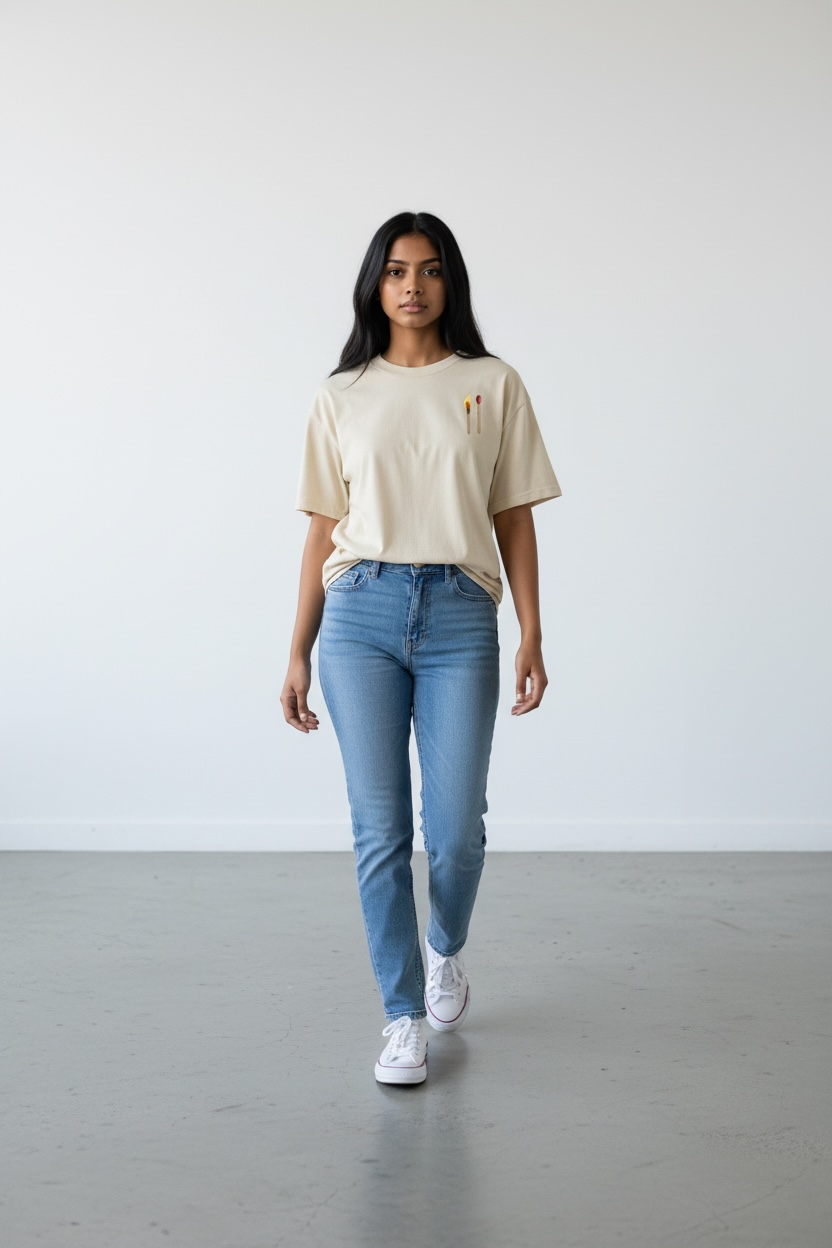 Matchstick Pocket Tee — Minimalist Flame Graphic T-Shirt