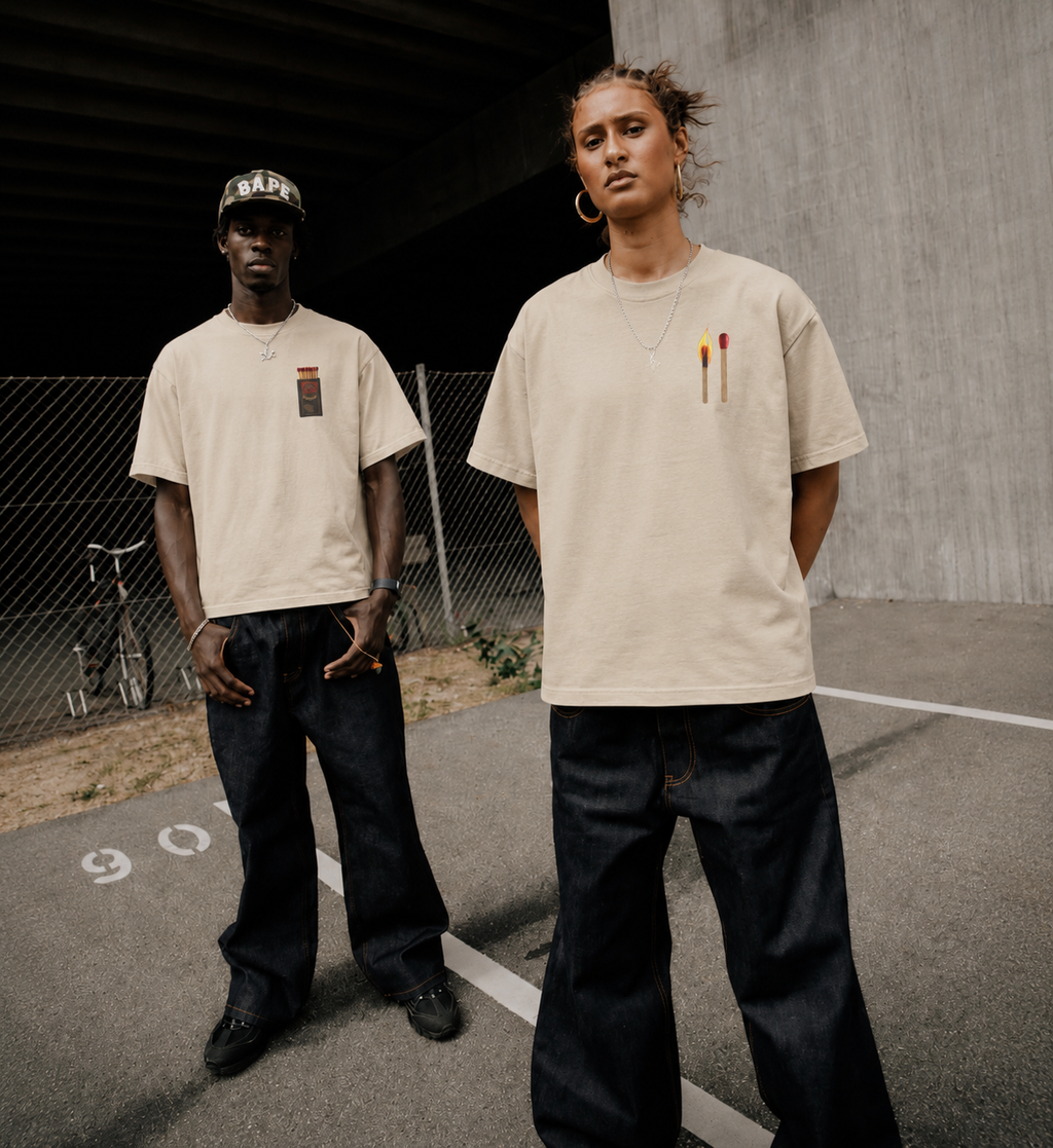 Matchstick Pocket Tee — Minimalist Flame Graphic T-Shirt