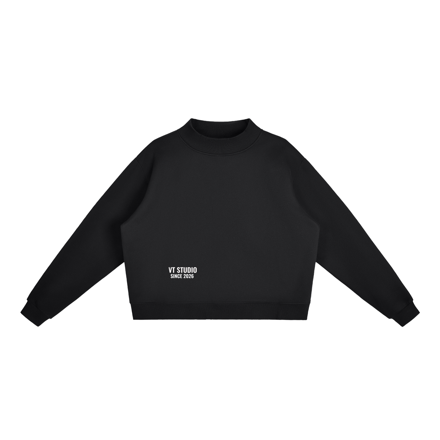 Essential Fleece Mock-Neck Crew Sweatshirt