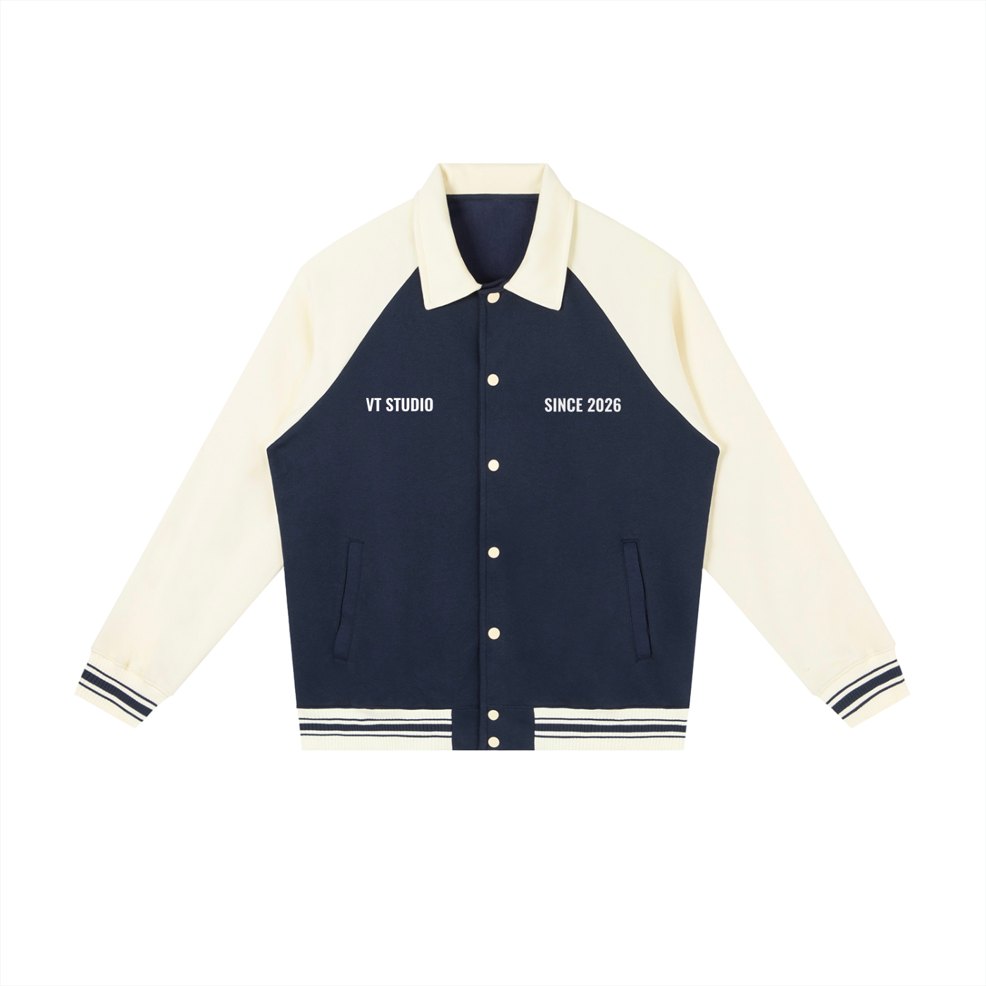 Contrast Raglan Sleeve Baseball Jacket